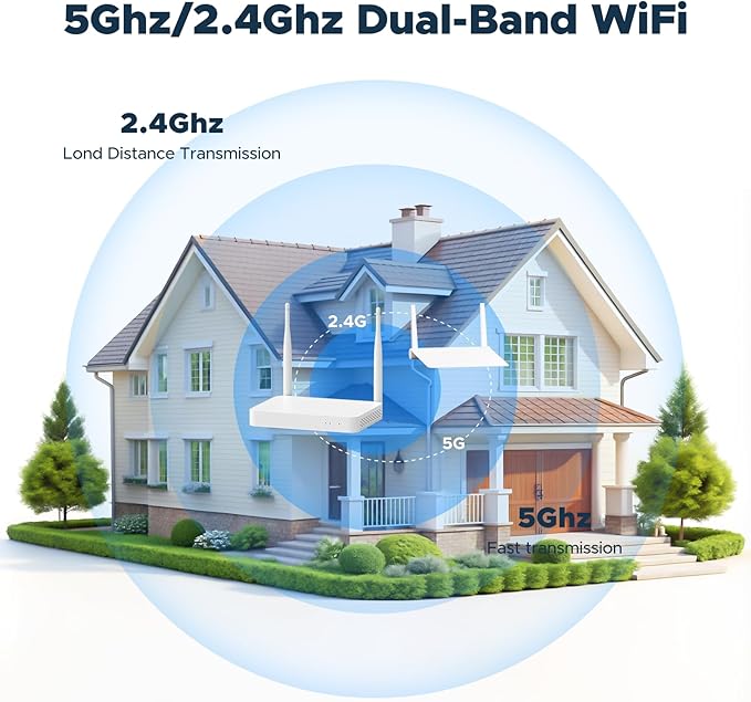 Home Security Camera System, 4Pcs PTZ Wireless Cameras with Auto Human/Pet/Vehicle Detection, 10CH 4K NVR with 24-7 Recording, 2-Way Audio, Smart Color Night Vision, Outdoor Surveillance Kit