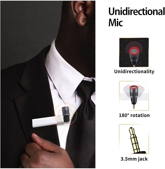 SabineTek Official SmartMike+ Ultra-Compact Wireless Bluetooth Microphone Long Distance Audio Recording Noise Reduction Lavalier Mic (14g) (White)