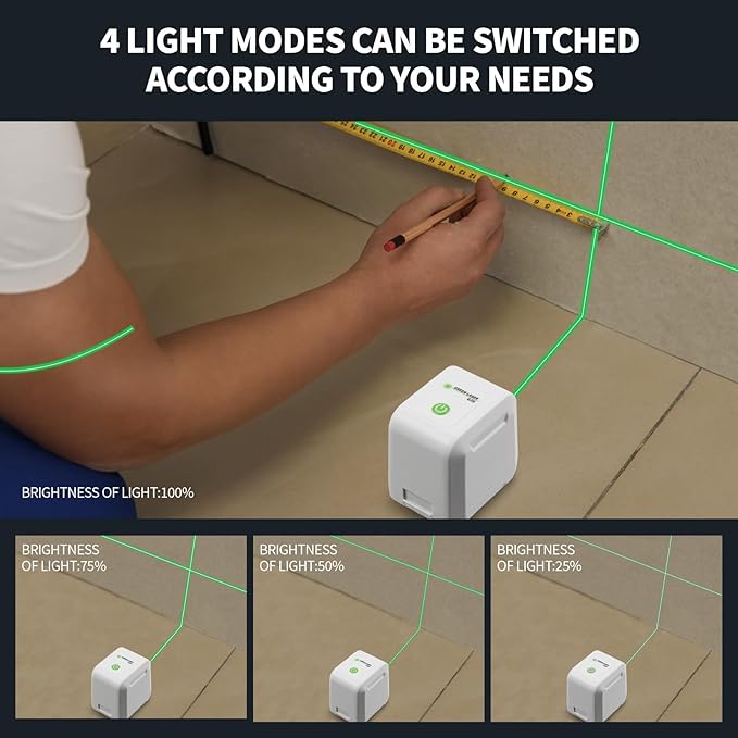 Laser Level with Tripod, Firecore 82Ft Green Self Leveling Cross Line Laser Measuring Leveler Tool for Hanging Pictures, DIY Indoor Project, 25" Tripod, Battery & Carry Pouch Included