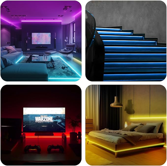 COB RGB LED Strip Lights, Bright 20ft RGB COB LED Lights for Game Room Bedroom Kitchen Lighting Home Decor LED Light Strip with 44 Keys Remote Smart App Control Music Sync Color Changing