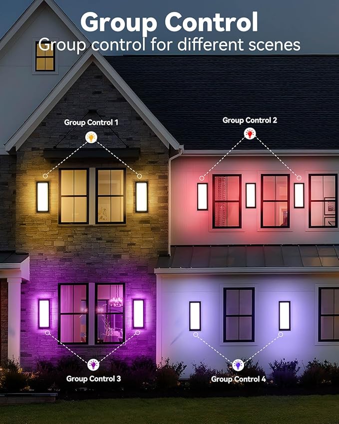 SHIMR Outdoor Wall Lights 2 Pack, 1500LM Smart Porch Lights RGBCW Exterior Light Fixture, Wi-Fi Control Color Changing Outdoor Lights IP65 Waterproof, Works with Alexa Google Assistant [ETL Listed]