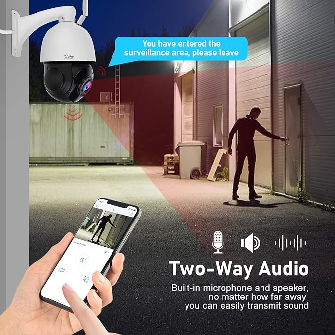 PTZ Camera Outdoor,5MP 20X Optical Zoom WiFi IP Camera with 360° Rotate and 1000ft View Distance/Human Detection & Auto Tracking/Two Way Audio/IP66 Waterproof/Night Vision