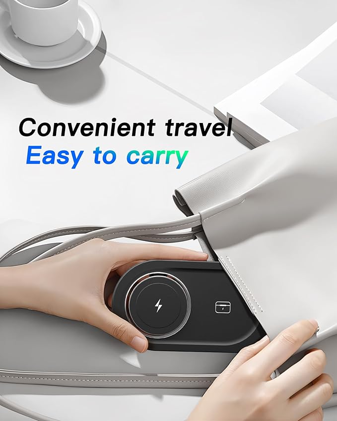 Upgraded 3 in 1 Wireless Charging Station for Apple Devices, Faster Mag-Safe Charger Stand, Magnetic Charger Station for iPhone 17/16/15/14/13/12 Series & AirPods Pro & Apple Watch Series (Black)