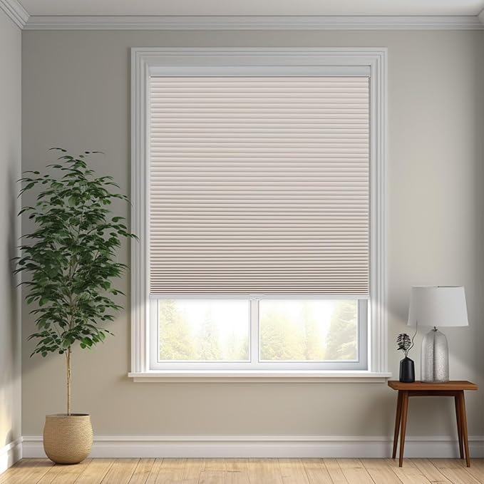 Changshade Cordless Cellular Shades, Blackout Honeycomb Shades for Windows, Pull Down Pleated Blinds, Easy to Install for Indoor Windows and French Doors,39" W x 72" H, Beige