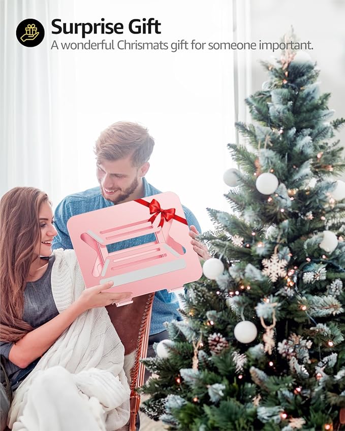 Urmust Adjustable Laptop Stand for Desk Aluminum Computer Stand for Laptop Riser Holder Notebook Stand Compatible with MacBook Air Pro Ultrabook All Laptops 11-17 inch (Rose Gold)