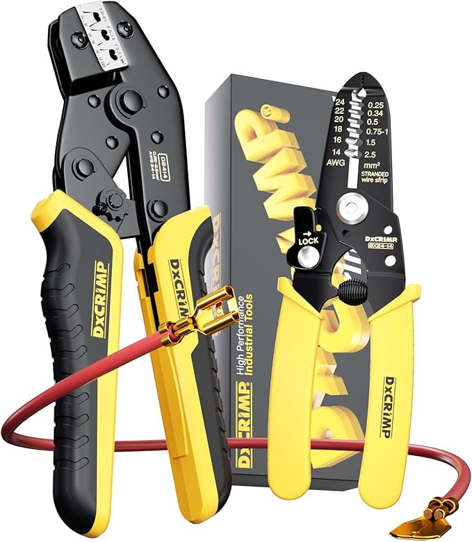 Spade Connector Crimping Tool Kit with Wire Strippers for 24-14 AWG Spade Connector Crimper