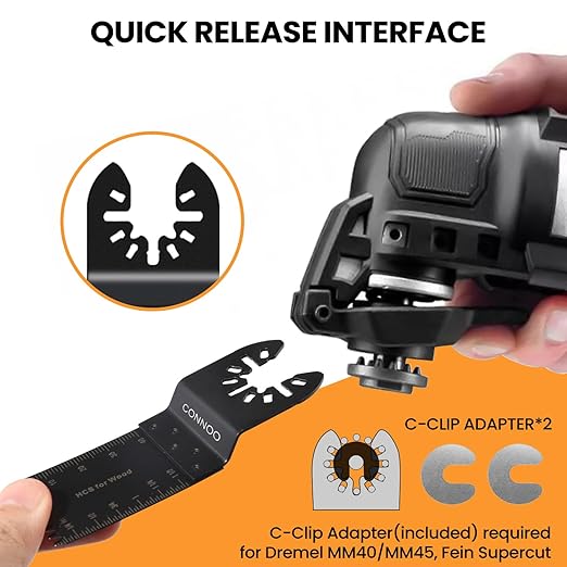 CONNOO 120 Pack Oscillating Saw Blades, Multitool Oscillating Tool Blades for Wood Metal Plastics, Japanese Long Teeth, Quick Release Multi Tool Blades Kits for Oscillating Tools