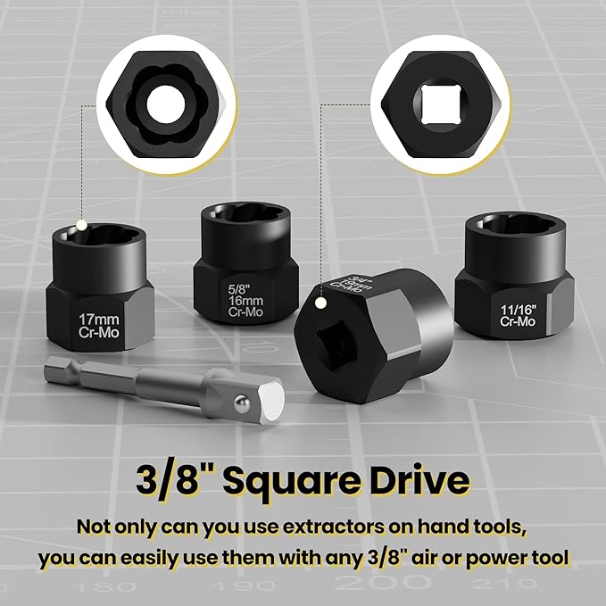 28PCS Bolt Extractor Set, Impact Nut/Bolt Removal Drill Kit, Broken Nut and Bolt Extractor, Cr-Mo Steel, for Removing Socket Screws, Broken Bolts