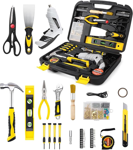 136 Piece Tool Set,General Household Hand Tool Kit with Plastic Toolbox Storage Case-136 Piece…