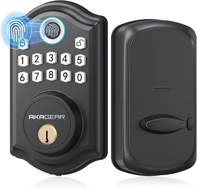 DS10 Fingerprint Door Lock - Keyless Entry Door Lock, Electronic Keypad Deadbolt, Smart Door Lock, Keypad Lock for Front Door, Auto-Lock & One Touch Locking - Matte Black