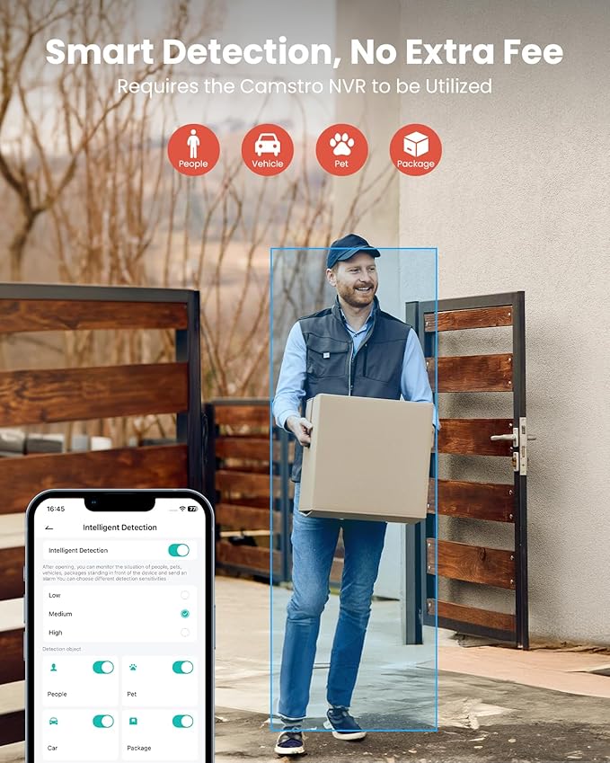 4K Add On Wired POE Cameras for NVR Two Way Talk Motion Detection Human/Pets/Package/Vehicle IP67 Waterproof, H.265+, 100ft Night Vision