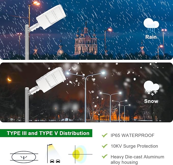 150W LED Parking Lot Light, 5000K 21000LM(140lm/w) LED Shoebox Area Light - Slip Fitter Mount, Dimmable Commercial Street Lighting, Surge Protection Built-in, AC100-277V UL DLC Listed