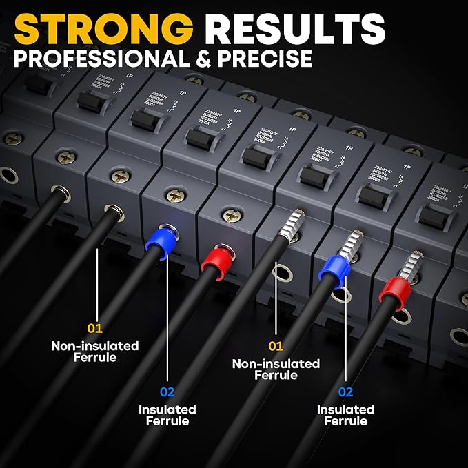 Ferrule Crimping Tool Kit, Hexagon Ferrule Crimper,Ratchet Pliers for (AWG 24-10) with 16 Types Insulated and Non-Insulated Ferrules, Wire Ferrules Kit, Crimping Pliers set,Hex Crimper