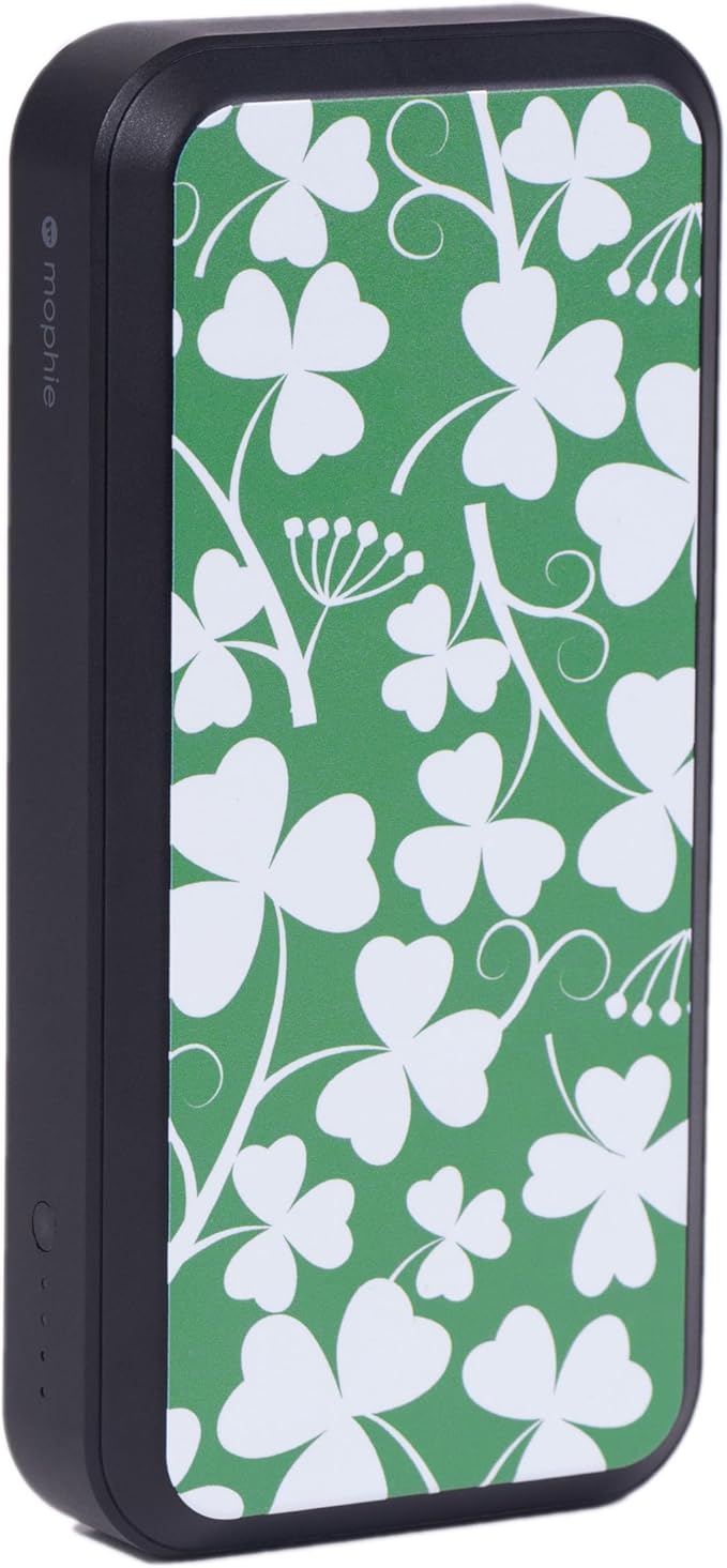 Mophie powerstation prime20 - Ultra-Compact Portable Power Bank with 20,000mAh Internal Battery, 18W USB-C PD Fast Charging, 3-Device Simultaneous Charging, Shamrocks