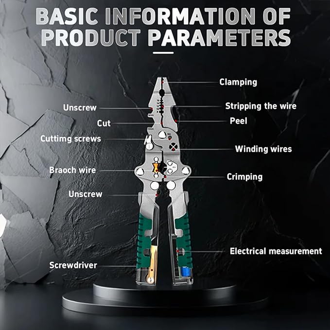18 In 1 Folding Stylus Screwdriver Wire Stripper, 2025 New Foldable Wire Strippers with Voltage Detector, Compact Multi-tool Wire Stripping Pliers, Electrician Pliers for Cutting & Pulling Wires Cable
