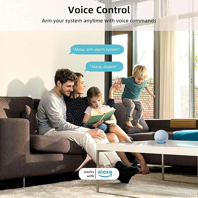 Wireless Alarm System 9 Piece Kit, WiFi Alarm System for Home Security with Phone APP Alert (Alarm Siren, Keypad, Remote, Motion, and Door Sensors) for Home, Apartment, Compatible with Alexa