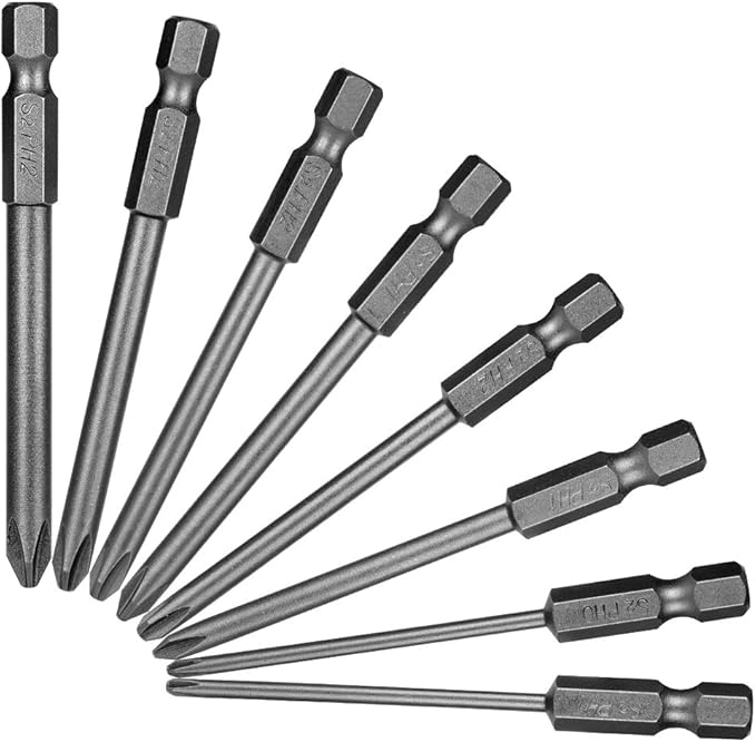 Rocaris 8 Pack 3 Inch Magnetic Long Hex Cross Phillips Screw Head Screwdriver Bits Electric Screwdriver Set