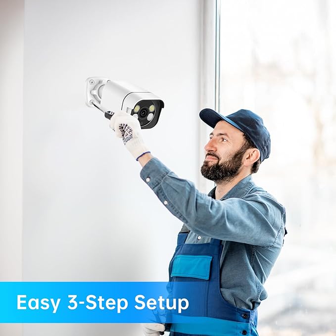 4K Security Camera System, 8pcs 2K PoE Wired Turret Cameras with Human Detection and 2 Way Talk, Color Night Vision, 8MP 4CH NVR with 1TB Hard Drive for 24/7 Local Recording, No Subscription