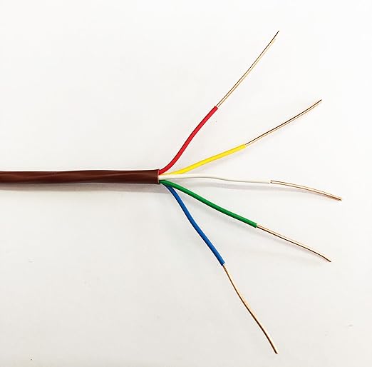 18/5 100ft Thermostat Wire - Solid Copper 18 Gauge 5 Conductors Power Circuit Cable for Heating & air Conditioning Equipment, doorbells and Other Indoor/Outdoor Low Voltage Applications Use