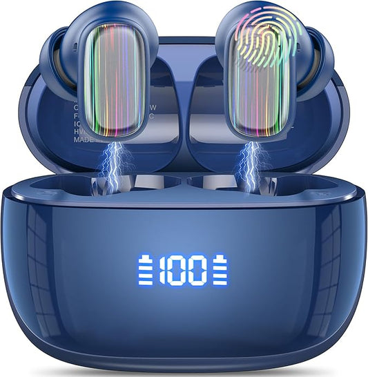 AI Language Translator Earbuds Real Time, 164 Language/6 Translation Modes Translator Earbuds 3-in-1 Translation Headphones, Bluetooth 5.4 Translation Device for Travel Business Learning, Blue