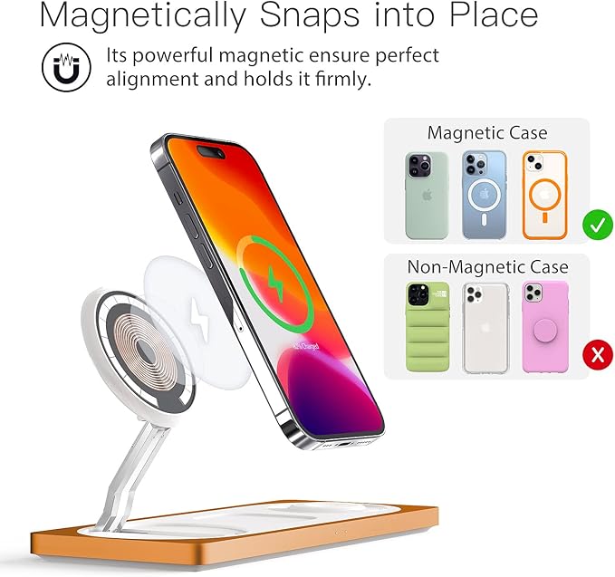 3 in 1 Charging Station for Apple Devices: Used for iPhone and Watch Charging Station with Magsafe Charger Stand, Wireless Charger for iPhone16/15/14/13/12, Apple Watch 1-9/Ultra, AirPods 3 Pro