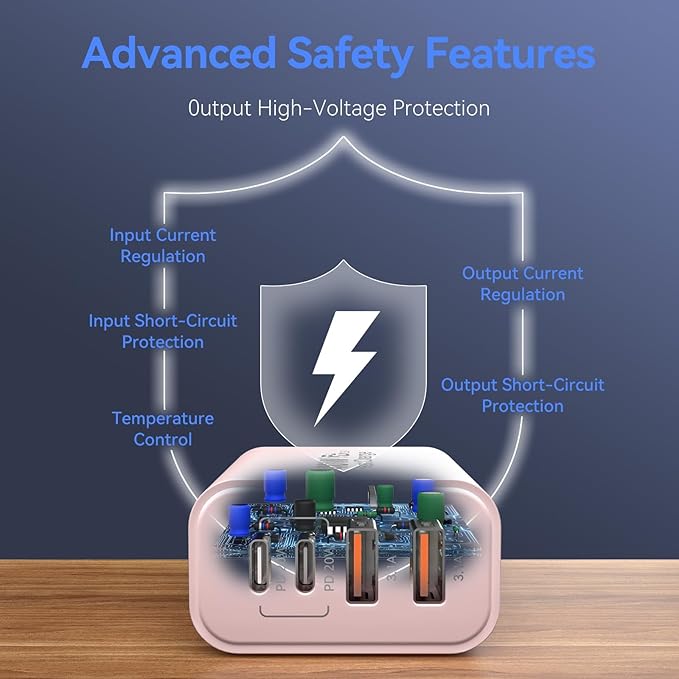 USB C Wall Fast Charger Block, 40W 4-Port Type C Chargers Fast Charging Blocks PD Power Charger Adapter+QC 3.0 USB Multiport Charger Brick for Phone 17/16/15/14/13/12 Pro Max, i-Pad, Galaxy S25-2Pack