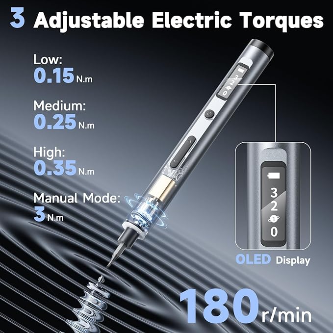 65-IN-1 Mini Electric Screwdriver Cordless, Precision Screwdriver Magnetic Bits Set with Case, 3 Torques Settings, LED lights, Portable Repair Tool Kit for Electronics Phone Watch