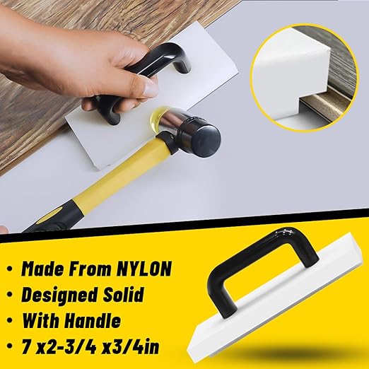 Laminate Flooring Tools, NAACOO LVP Installation Kit, Professional Vinyl Flooring Tools - Tapping Block with Handle, 10” Contour Gauge, Pull Bar, 2 in 1 Spacers, Double-Faced Mallet.