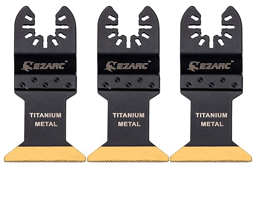 EZARC Titanium Oscillating Tool Blades, Oscillating Multitool Blades for Metal, Wood Nails, Screws Cutting, Plastic, 3 Pack