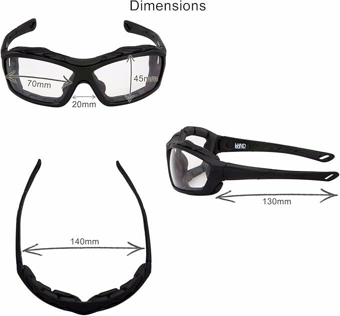 WYND Blocker Motorcycle Riding Glasses Extreme Sports Wrap Sunglasses (Black/Clear)