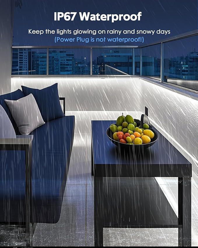 White LED Strip Lights 110V for Bedroom 20FT Adhesive Flexible Outdoor Waterproof LED Rope Light for Outside AC 110V-120V 2835 120LED/M LED Tape Light with Switch Plug in for Bedroom Indoor