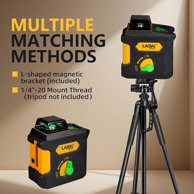 360 ° laser level, 150FT self leveling crosshair laser - used for homes and buildings, orange self leveling crosshair laser, L-shaped bracket, 4 AA batteries included