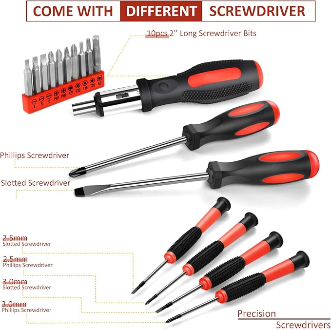 Sundpey Home Tool Kit 148-Pcs - Household Basic portable Hand Repair Tool Set with Case & Ratcheting Screwdriver & Hex Key & Pliers & Wrench & Voltage Tester & Water Pump Plier for Men Women