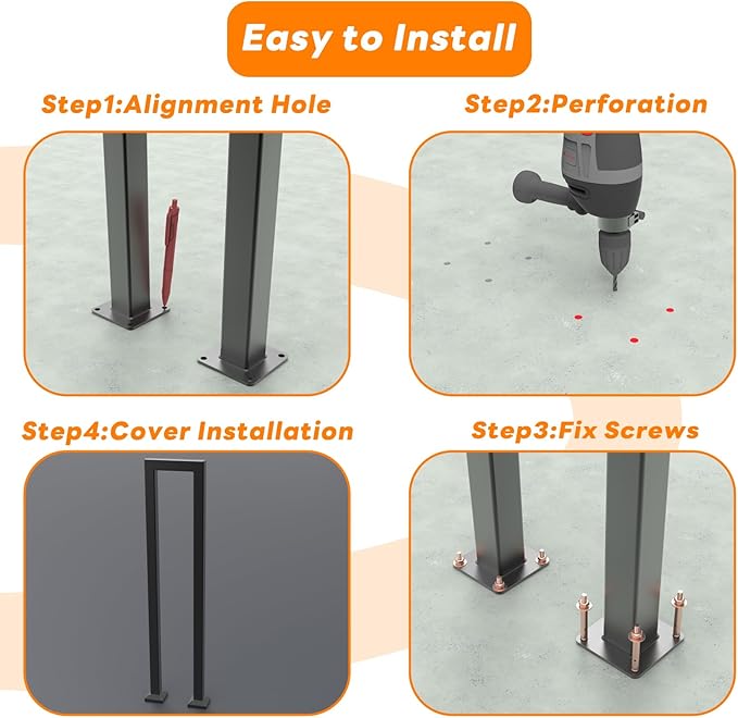 U-Shaped Staircase Handrails for Outdoor & Indoor Steps, Industrial Hand Rail Floor Mounted, Non-Slip Wrought Iron Railing for Porch, Loft, Corridor, Garden (Height: 29.5in) (1 Piece/Set)