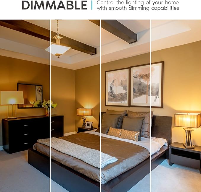 LUXRITE A19 LED Light Bulb 60W Equivalent, 2700K Warm White Dimmable, 800 Lumens, Standard LED Bulb 9W, E26 Base, Energy Star, Enclosed Fixture Rated, Perfect for Lamps and Home Lighting (4 Pack)