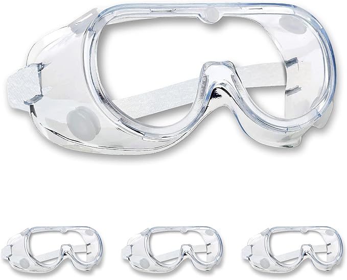 ATERET Anti-Fog Protective Safety Goggles I Lightweight Adjustable Clear Lens Eyewear I Chemical Splash Protection Eyeglass