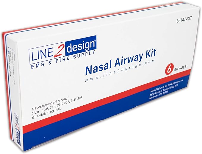 LINE2design Nasal Airway Kit-6 Medical Nasopharyngeal Management Trauma Airways - First Aid Emergency Rescue Latex Free Respiration Tubes with Lubricating Jelly Packets - Pack of 6