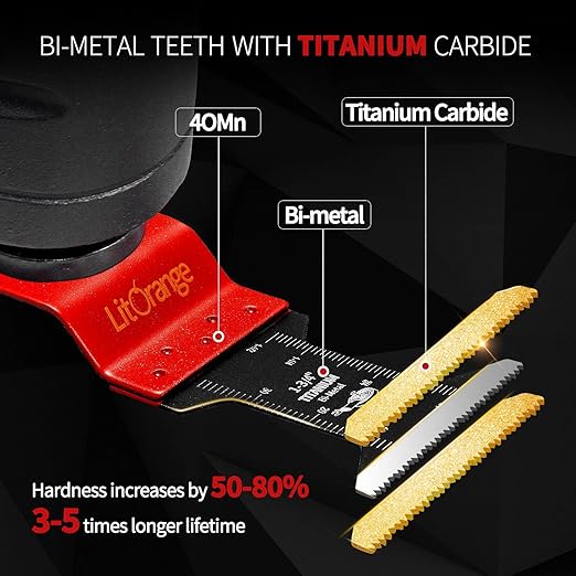 31PCS Oscillating Saw Blades, Universal Titanium Multitool Quick Release Saw Blades for Cutting Metal Nails Screws Wood and Plastic