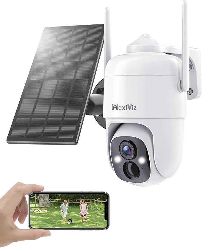 Solar Security Camera Wireless Outdoor, 360° View Qutdoor Cameras for Home Security with AI Motion Detection, 2K Color Night Vision, Two-Way Talk, IP66 Weatherproof, SD/Cloud Storage