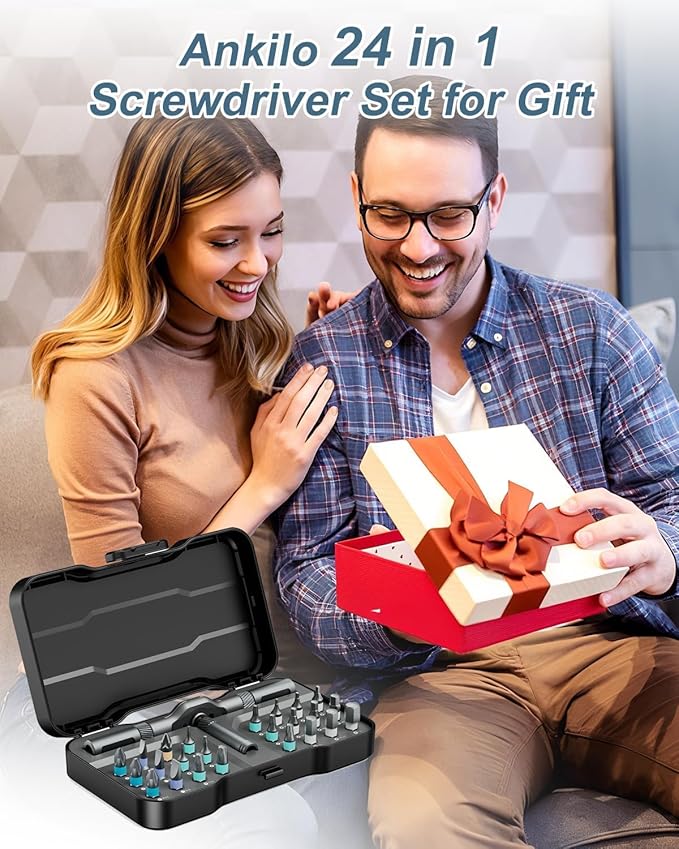 Upgraded 24 in 1 Ratchet Screwdriver Set, Magnetic Screwdriver Set, Multi Bit DIY Repair Tool Kit with Storage Case for Men Furniture, Computer, Bicycle and DIY Free Combination