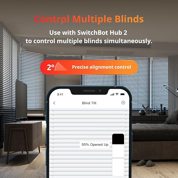 SwitchBot Blind Tilt Automatic Blind Opener 3-Pack & Hub 2- Smart Motorized Blinds with Bluetooth/IR Remote Control, WiFi Thermometer Hygrometer, Light Sensor, Work with Alexa, Google Home, HomeKit