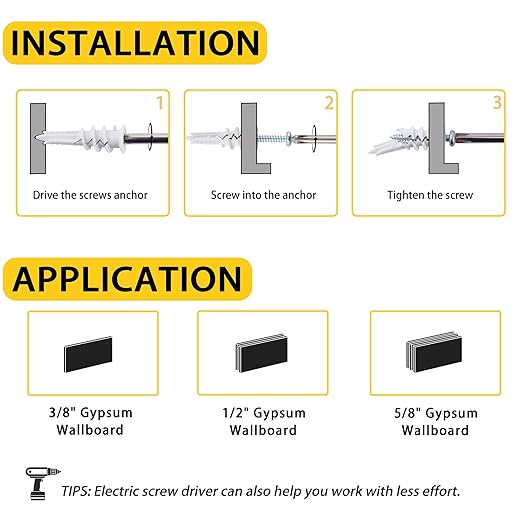 60PCS Self Drilling Drywall Anchors and #8 Screws, Wall Anchors for Drywall Heavy Duty Holds Upto 75LB, No Pre Drill Hole Required, Dry Wall Screws and Anchors Kit