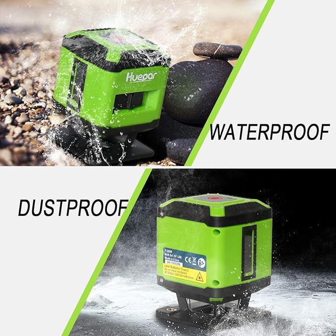 Floor Laser Level for Tile, Huepar 360° Self Leveling Laser Square Level Tile Laying (±1/13 in. at 33 ft) - Floor Laser for Tile Installation/Floor Alignment/Wallpaper - FL360G