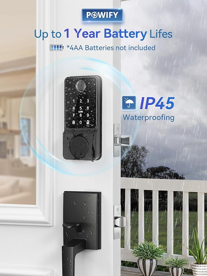 Keyless Entry Door Lock with Handle, APP Control Smart Front Lock Set, Keypad Door Lock with Handle, Keypad Deadbolt Auto Lock, Easy to Install, Bluetooth, Black