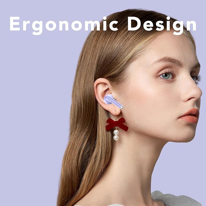 Wireless Earbuds, 2025 New Bluetooth 5.4 Headphones HiFi Stereo with 4 ENC Mic, 40H Mini Ear Buds In-Ear Noise Cancelling Earbuds with Screen, Ultra Light Bluetooth Earphones Purple for Android iOS