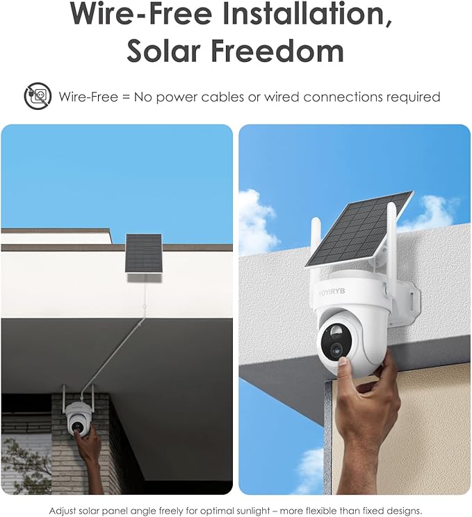 Security Cameras Wireless Outdoor, 4K Solar Cameras for Home Security with Color Night Vision & 360° Pan & Tilt Tracking - 5G & 2.4G WiFi Security Camera System, Easy Setup, No Subscription