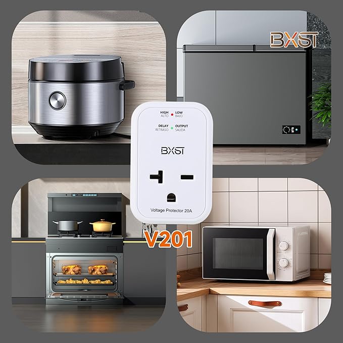 BXST 220V Surge Protector Electronic Voltage Protector for Home Appliance Surge Protector for Refrigerators One Outlet Plug 20A,4400W, White
