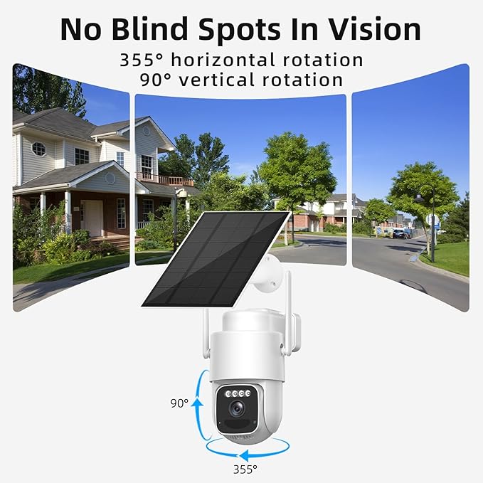 LCLCTEK® Solar 4G Security Cameras kit Wireless Outdoor,2K/4MP Video Home Security System with 4 Solar Cameras,Night Vision,Two-Way Audio,PIR Sensor,Support 4G sim Card,one-Step to use,APP Control