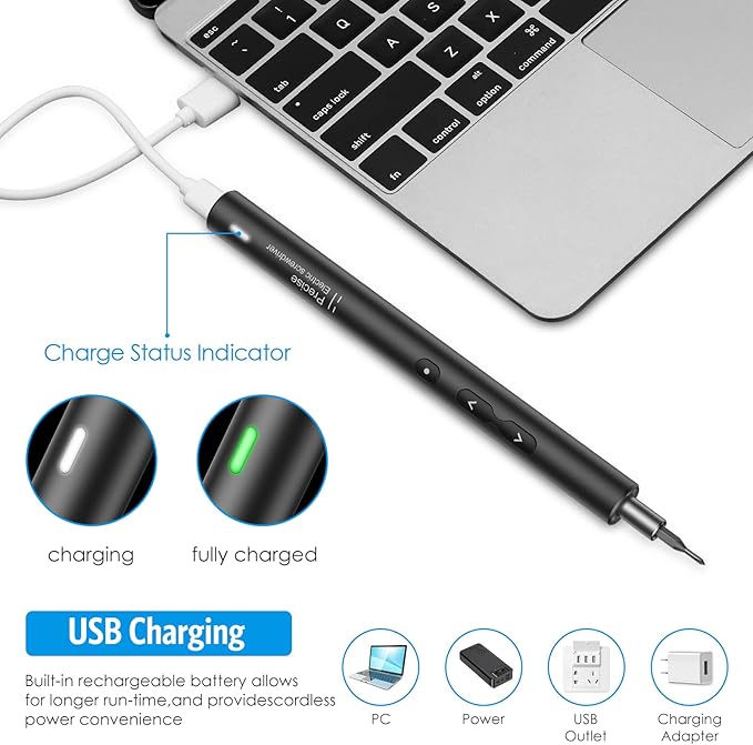 AMIR Mini Power Automatic Screwdriver, 28 IN 1 Electric Cordless Precision Screwdriver Set with 24 Bits, Rechargeable Portable Magnetic Repair Tool Kit with LED Lights for Glasses, Laptops, Watches