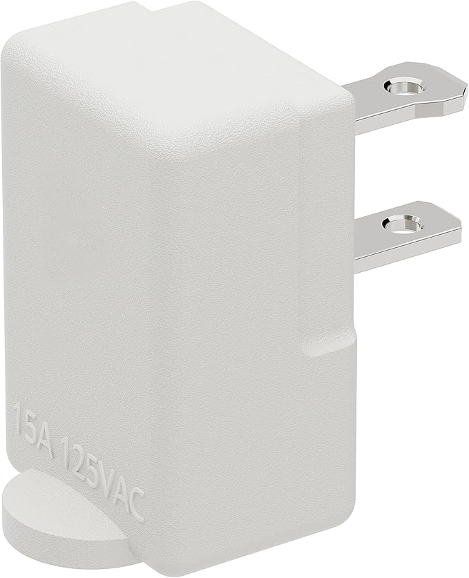 Polarized 2-Prong L Type Adapter, Horizontal Angled AC Adapter, NEMA 1-15P USA Outlet Saver Extension Adapter, High Heat Resistant 2Pin Left Angled Adapter
